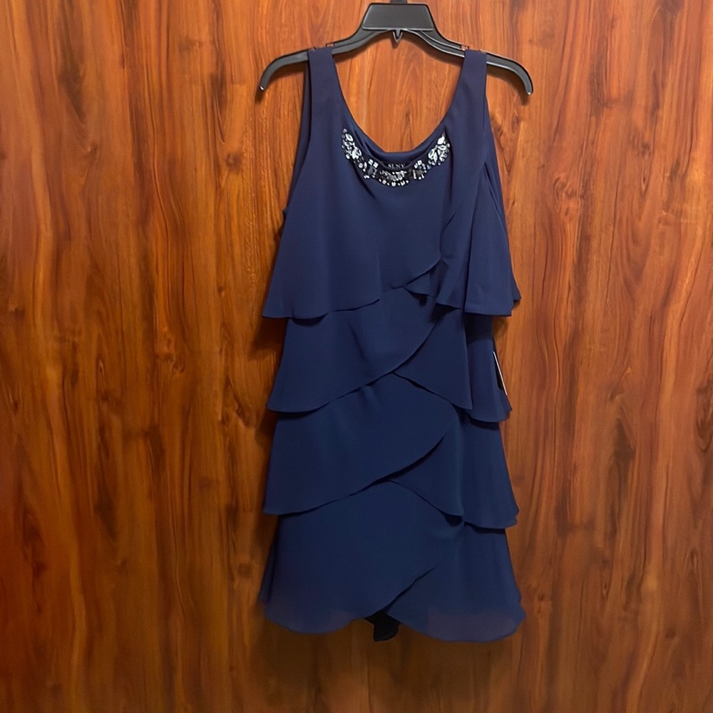 NWT Missy SLNY 2 piece cocktail dress dark blue